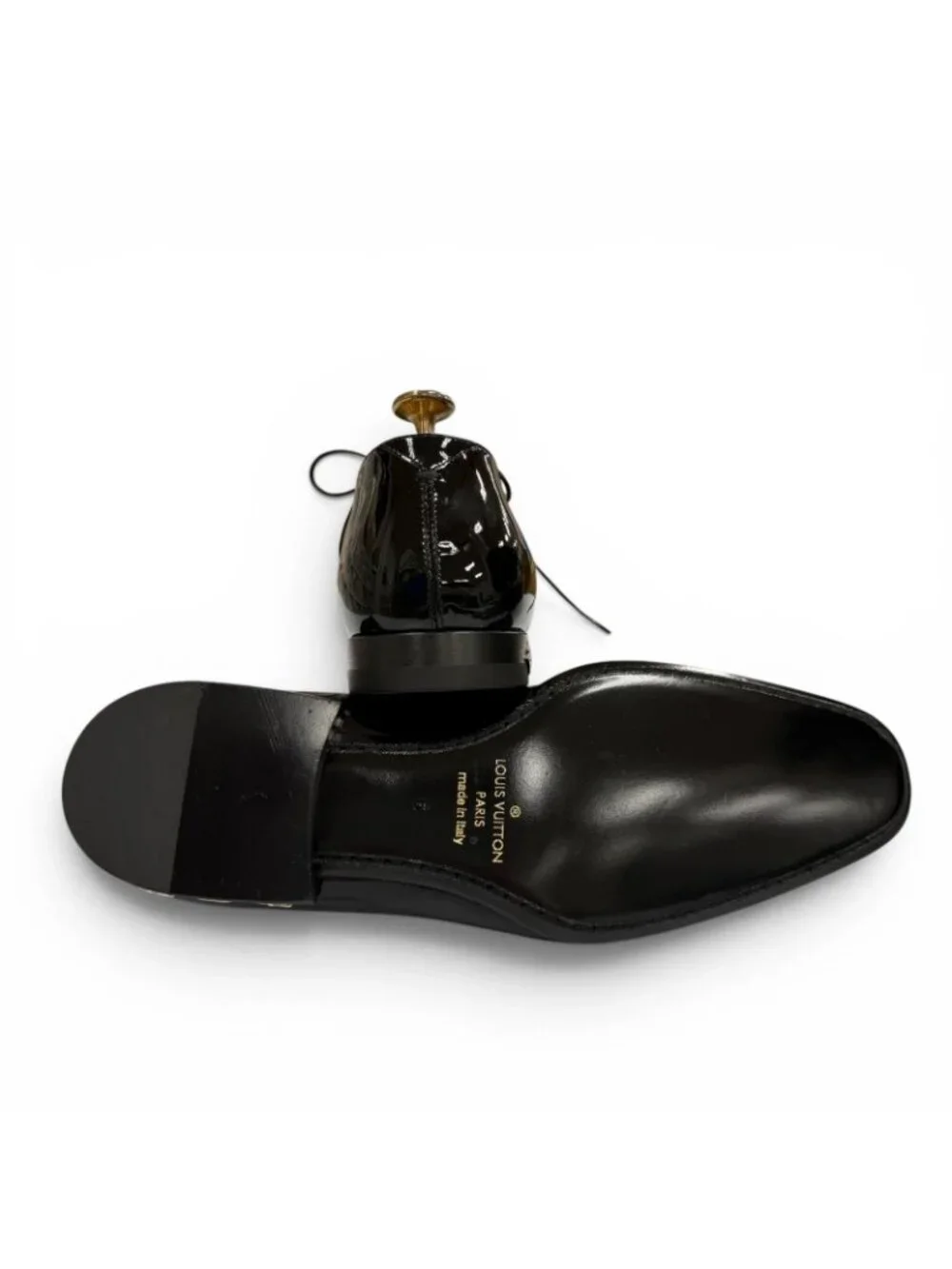 Louis Vuitton Patent Leather Monogram Flower Dress Shoes Black 6